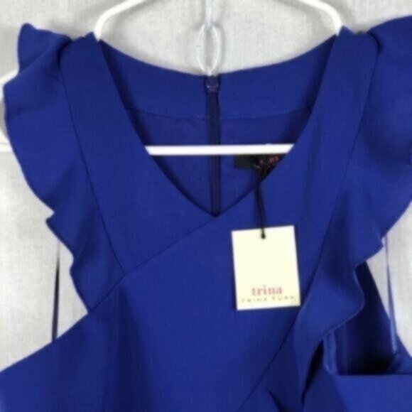 NWT Trina Turk Bluish Purple Ruffle Sleeveless Summer Dress 10 - Picture 5 of 6